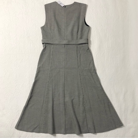 Ann Taylor Dress NWT Midi Houndstooth Sheath Sleeveless Belted Size 12 - Picture 3 of 9
